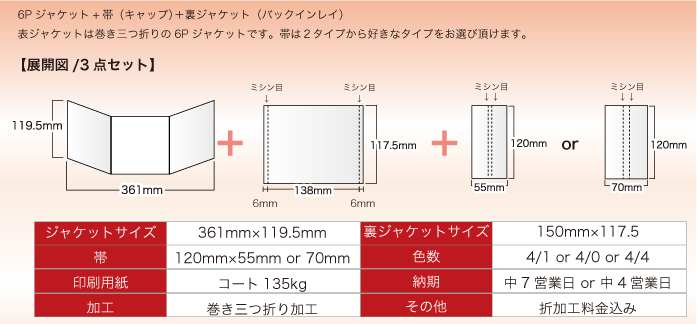 ６Pジャケット巻き三つ折詳細