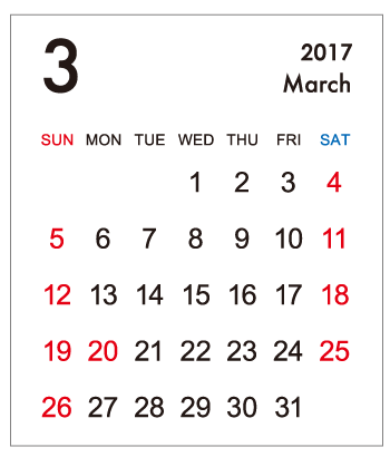 3月カレンダー