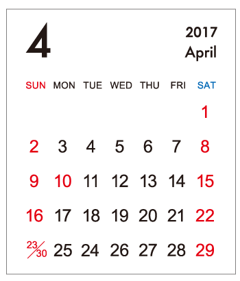 4月カレンダー