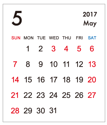 5月カレンダー