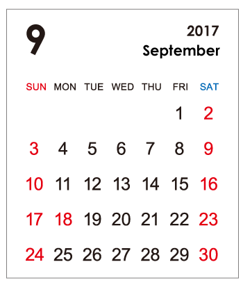 9月カレンダー