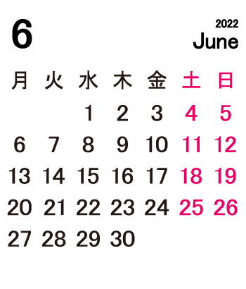2022年6月カレンダー