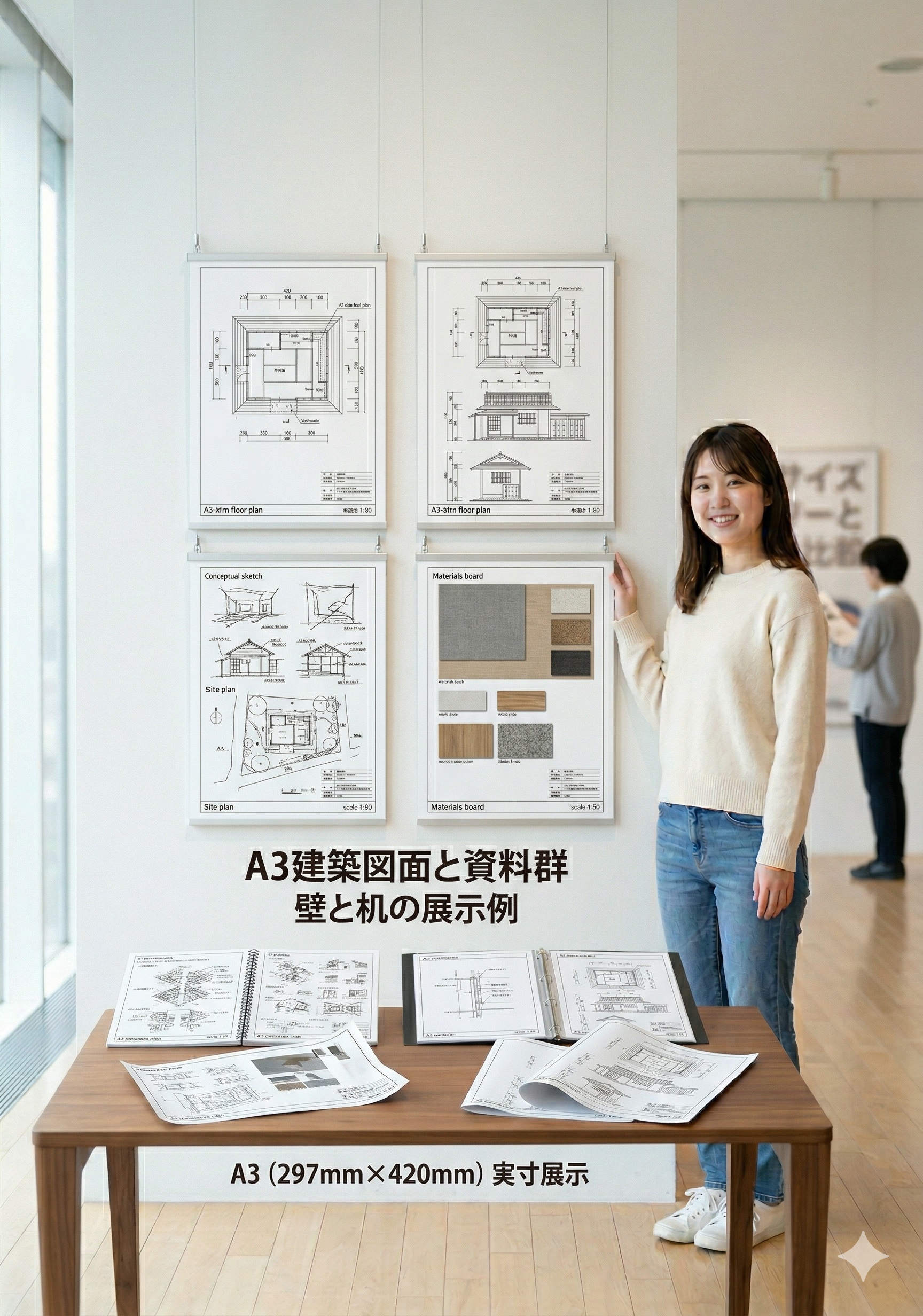 A3と他のサイズ（A4・B4・A2）の大きさ比較図