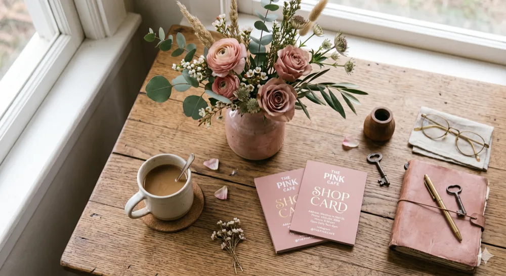 ショップカードを手渡しや店頭設置で活用するイメージ