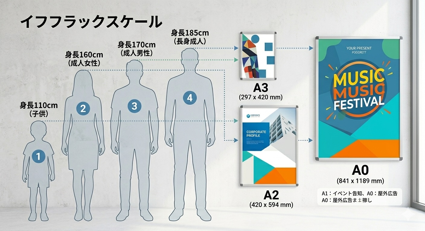 ポスター用紙の比較写真（コート紙・マット紙・半光沢紙・合成紙の質感の違い）