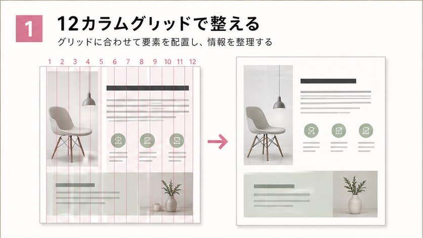 グリッドシステムで整えたレイアウト例