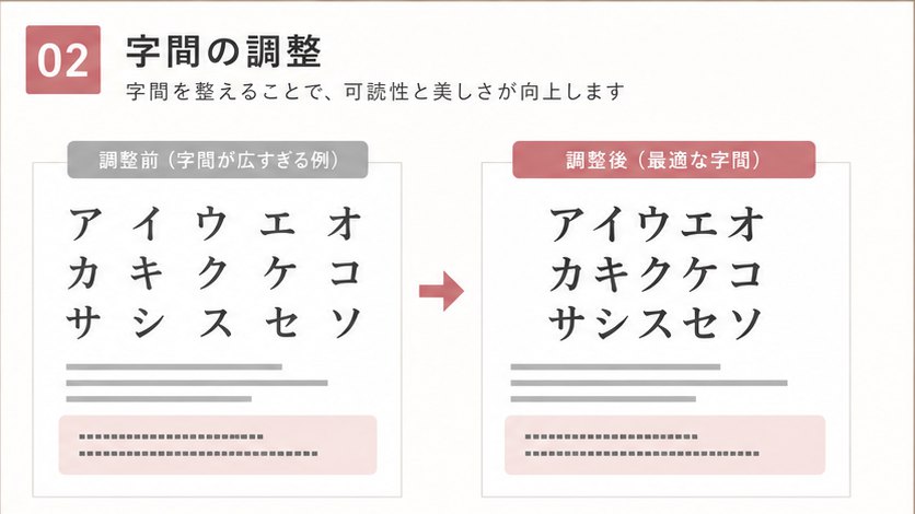 文字詰めによる見出しの印象比較