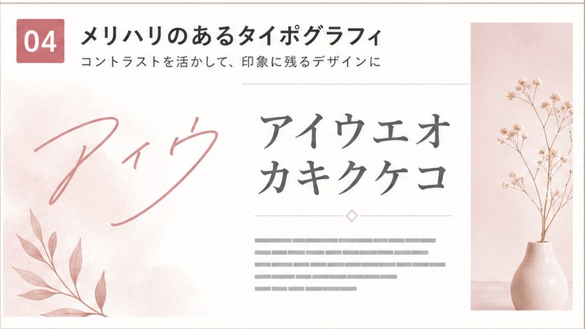 手書き風カリグラフィを差し込んだタイポグラフィ例