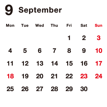 2023年9月カレンダー