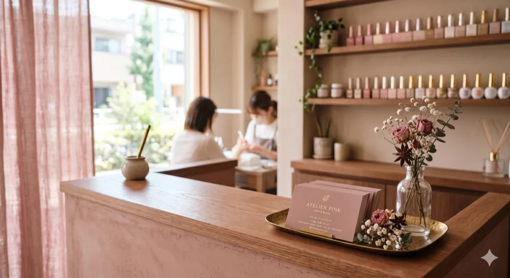 美容室やネイルサロンの受付に置かれたショップカード