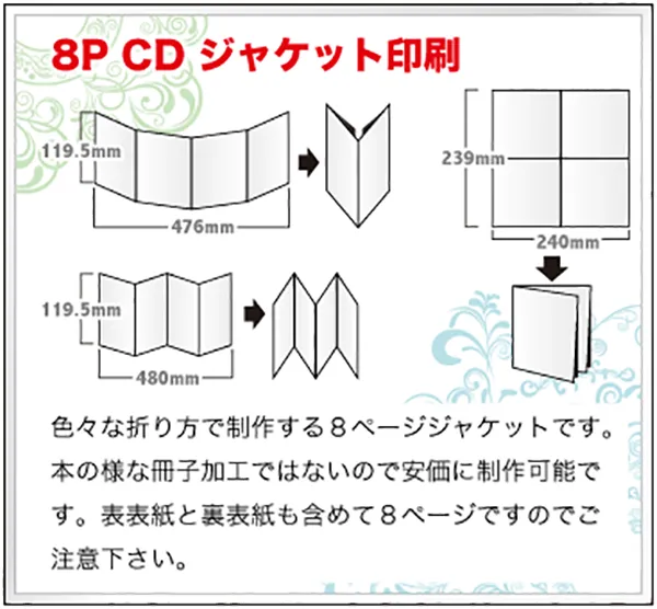 CD８Pジャケット印刷の詳細はこちら