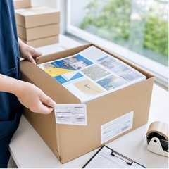 翌営業日朝に出荷される印刷物の段ボール